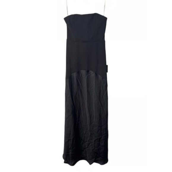 Lulus Compelling Style Long Strapless A-Line Maxi Dress Black S Small Silky NEW - Picture 8 of 16